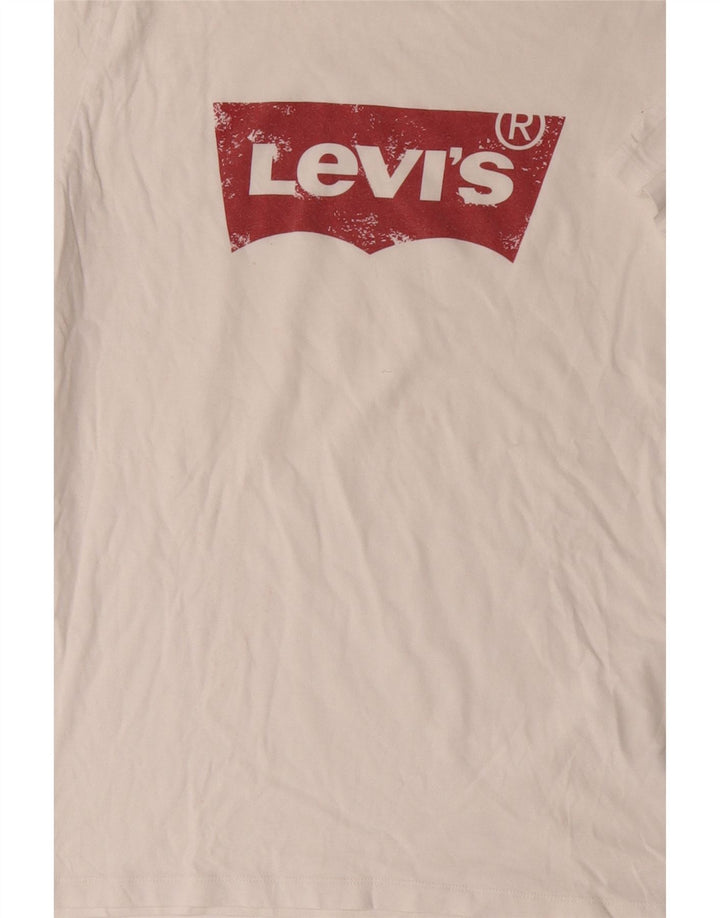 Мужская футболка с рисунком Levi's, топ среднего размера, белый хлопок, хлопок