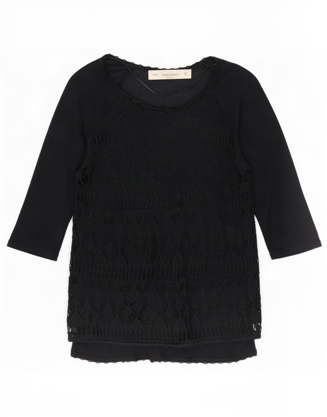 Женский прозрачный топ с рукавами 3/4 Zara UK 12, средний черный
