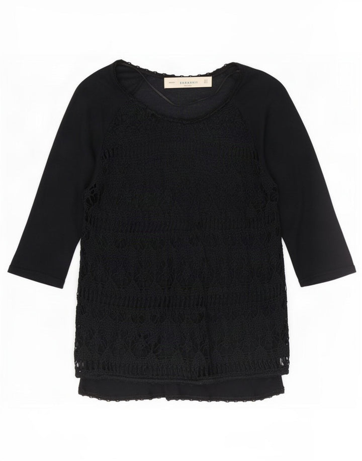 Женский прозрачный топ с рукавами 3/4 Zara UK 12, средний черный