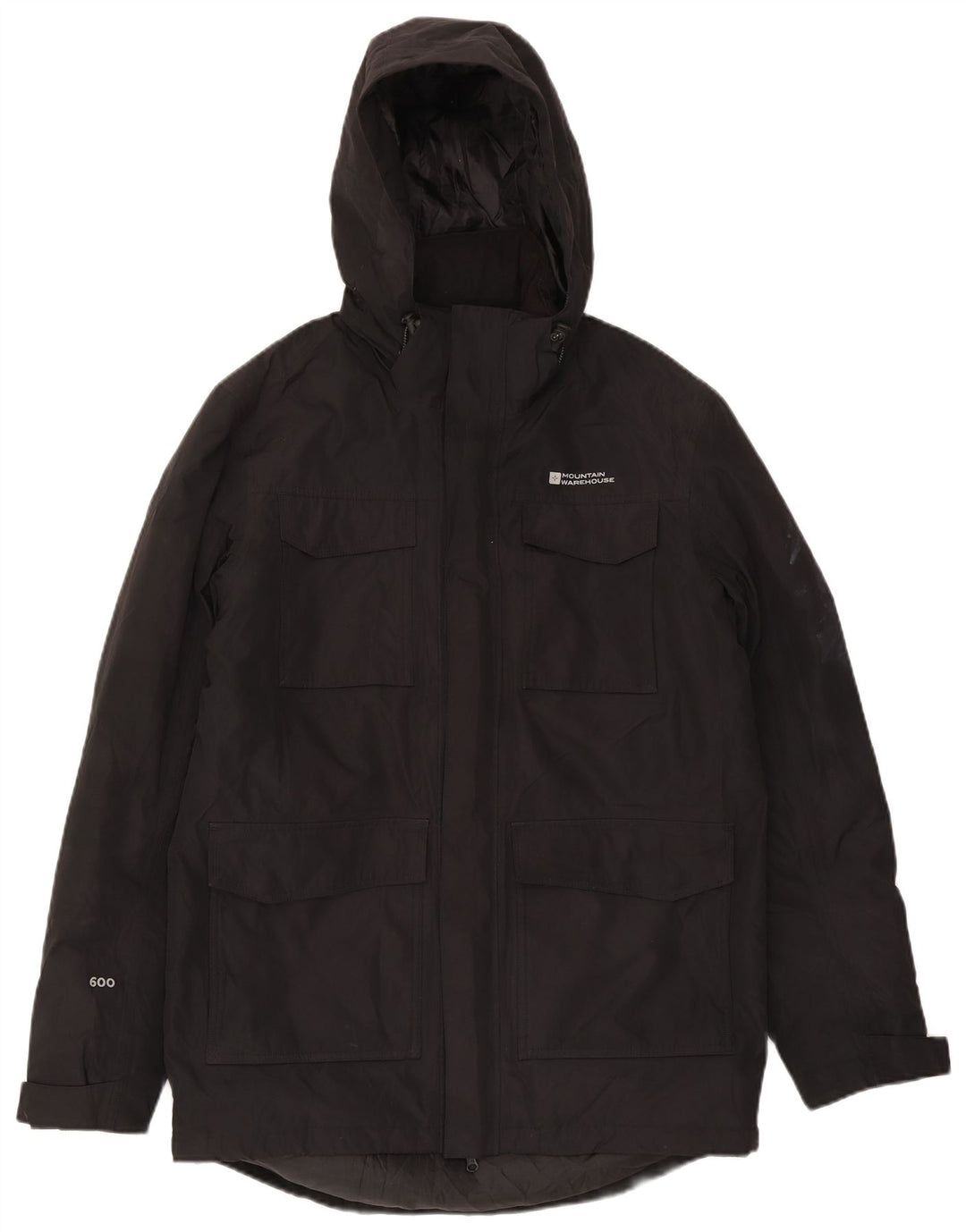 Мужское стеганое пальто с капюшоном Mountain Warehouse UK 38, средний черный полиэстер