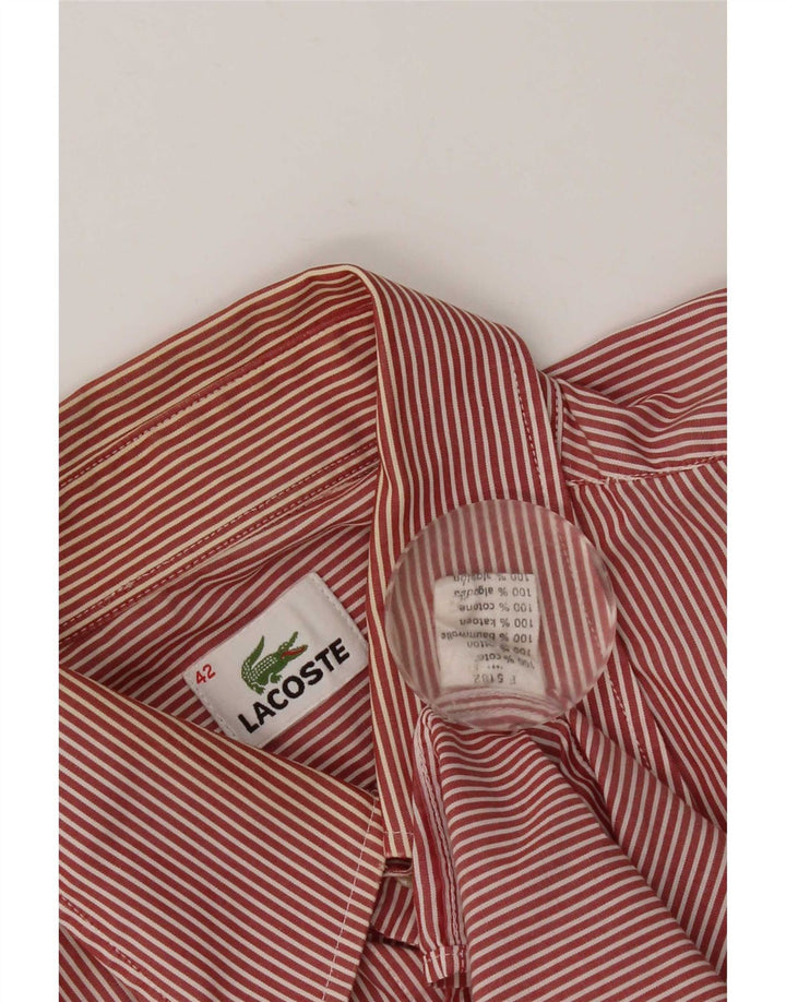 Мужская рубашка Lacoste, размер 42, хлопок в большую красную полоску