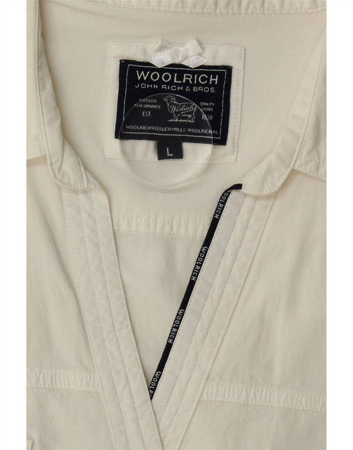 WOOLRICH Womens Short Sleeve Shirt Blouse UK 16 Large Off White Vintage Woolrich and Second-Hand Woolrich from Messina Hembry 