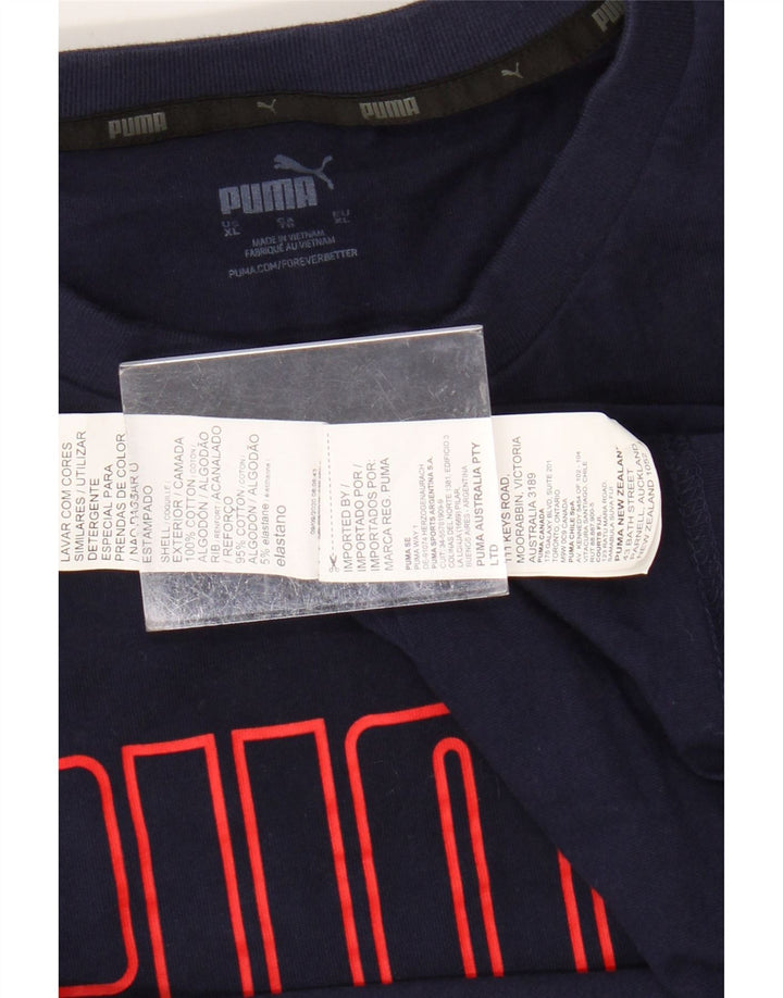 Мужская футболка с рисунком PUMA, темно-синий, хлопковый топ XL