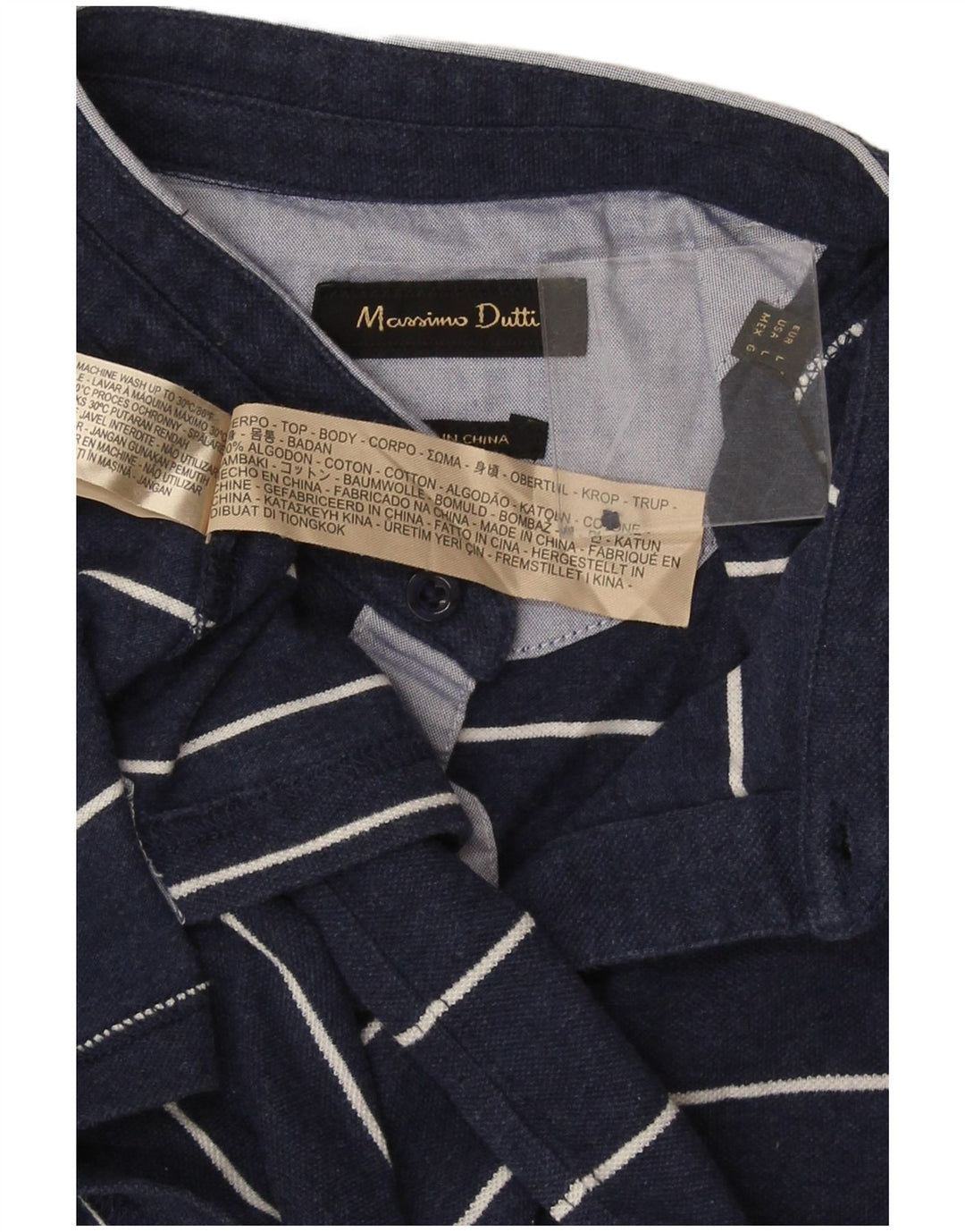 Мужская рубашка-поло Massimo Dutti, большая темно-синяя полоска, хлопок