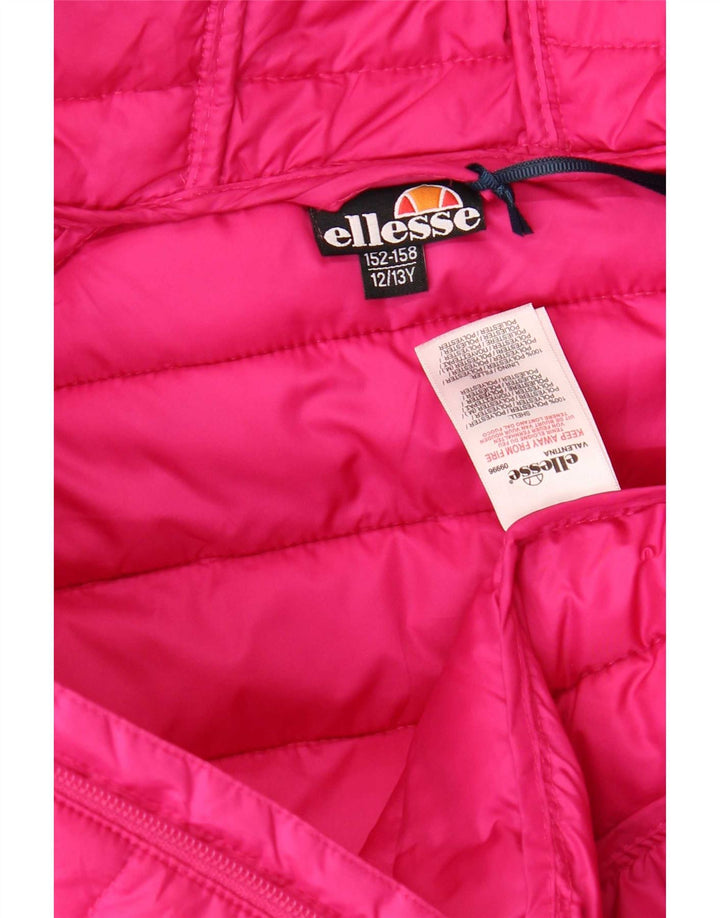 Утепленная куртка с капюшоном Ellesse для девочек 12-13 лет, розовый полиэстер