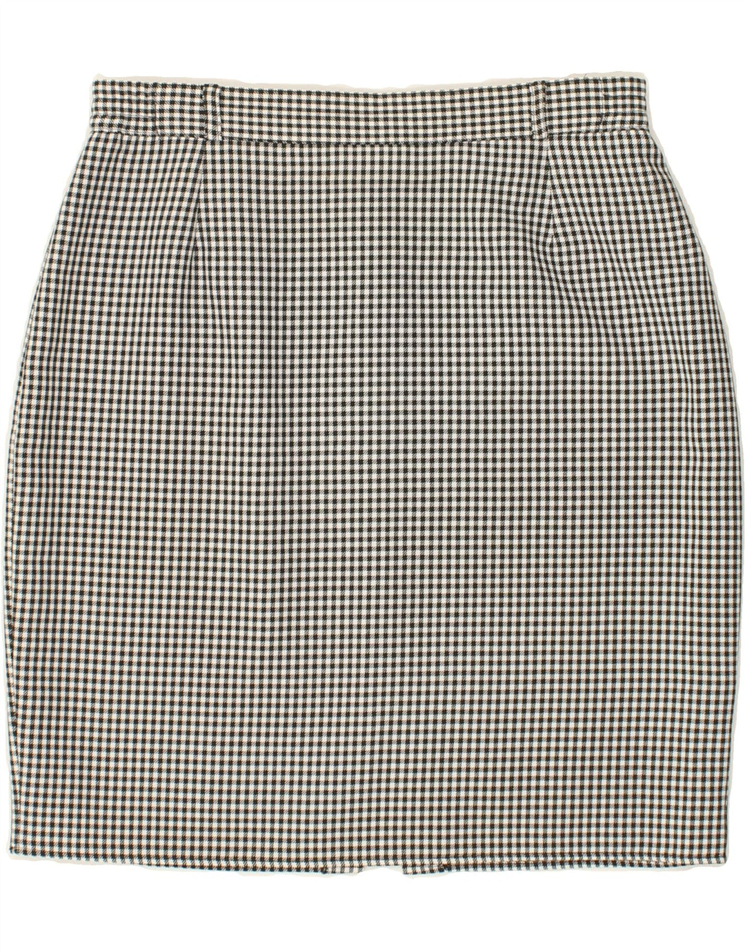 VINTAGE Womens High Waist Pencil Skirt UK 18 XL W30 Grey Gingham Polyester Vintage Vintage and Second-Hand Vintage from Messina Hembry 