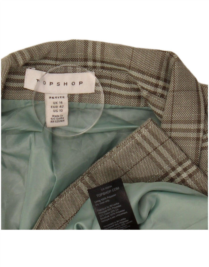 Женский двубортный пиджак Topshop Petite, Великобритания 14, большая зеленая клетка