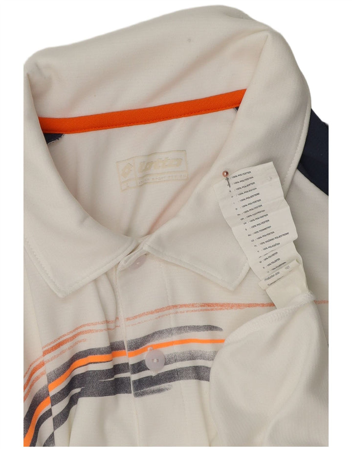 Мужская рубашка поло Lotto с графическим рисунком, большая белая полиэстер с цветными блоками