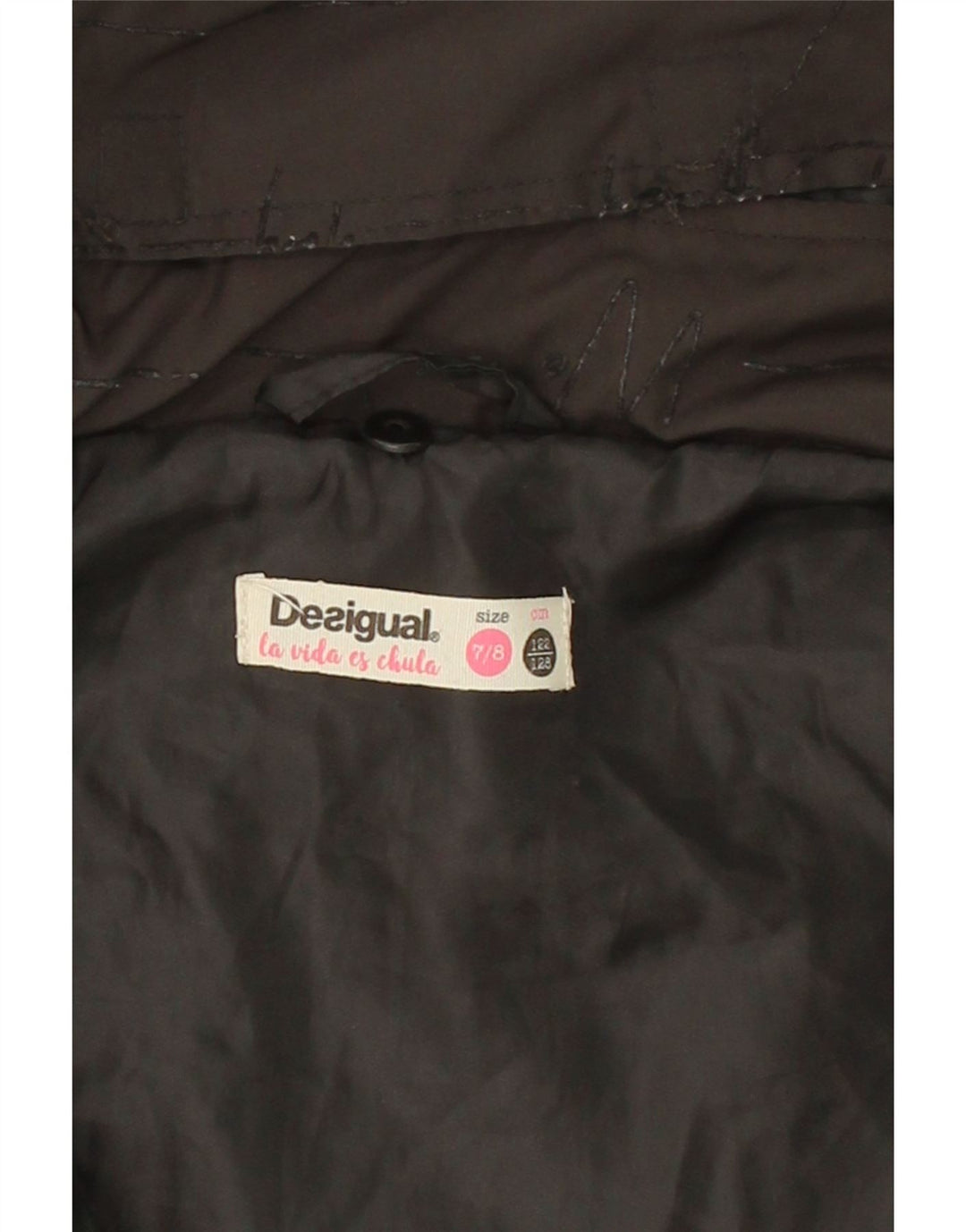 DESIGUAL Girls Padded Jacket 7-8 Years Black Vintage Desigual and Second-Hand Desigual from Messina Hembry 
