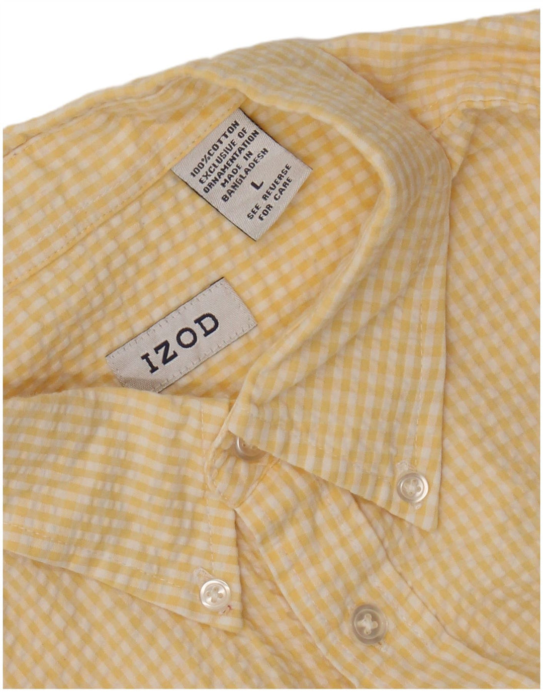 IZOD Мужская рубашка с коротким рукавом, большая желтая хлопковая клетка в мелкую клетку
