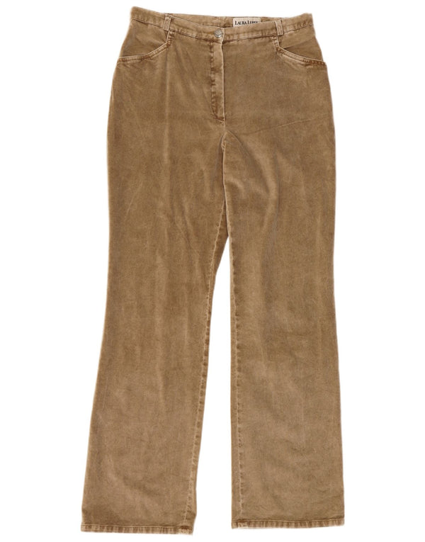 LAURA LEBEK Женские повседневные брюки Bootcut UK 16, большие W32 L32, коричневые