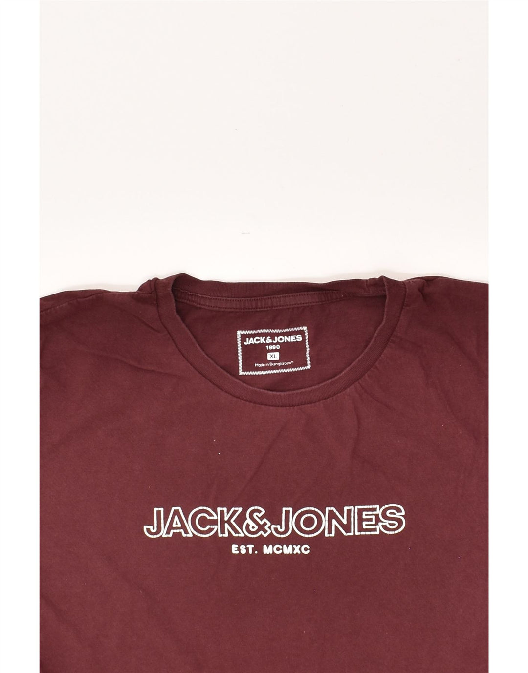 JACK & JONES Mens Slim Graphic T-Shirt Top XL Burgundy Cotton | Vintage Jack & Jones | Thrift | Second-Hand Jack & Jones | Used Clothing | Messina Hembry 