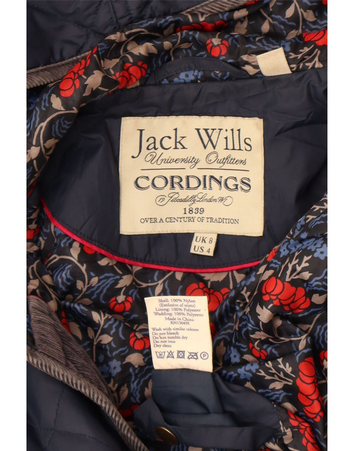 Женская стеганая куртка Jack Wills с капюшоном UK 8, маленькая, темно-синяя, нейлон