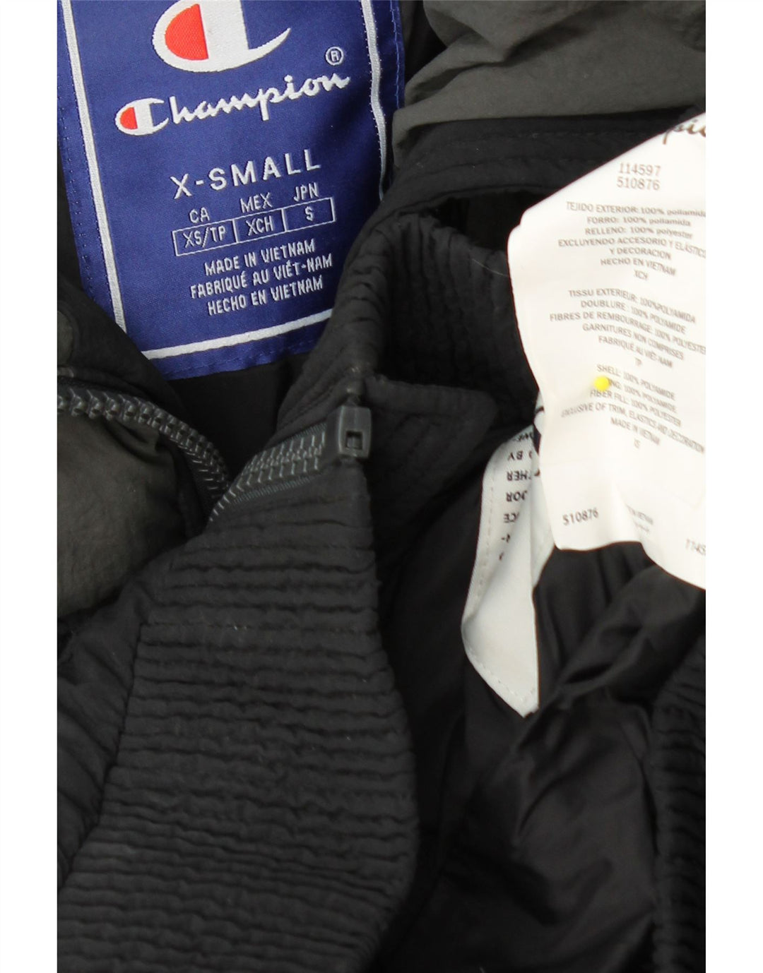 Женская утепленная куртка свободного кроя CHAMPION UK 6 XS, черная с цветными блоками