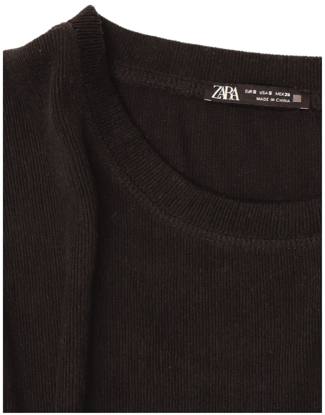 ZARA Womens Oversized Crew Neck Jumper Sweater UK 10 Small Black Polyester