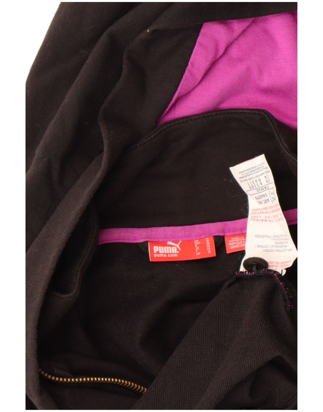 Женский свитер с капюшоном на молнии PUMA UK 12, средний черный, хлопок