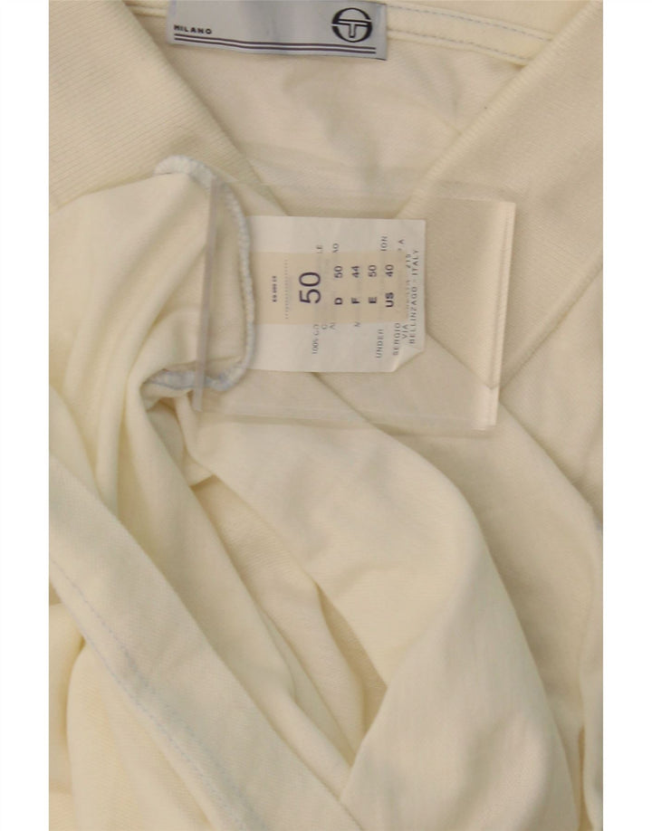 SERGIO TACCHINI Mens Polo Shirt IT 50 Medium Off White Cotton Vintage Sergio Tacchini and Second-Hand Sergio Tacchini from Messina Hembry 