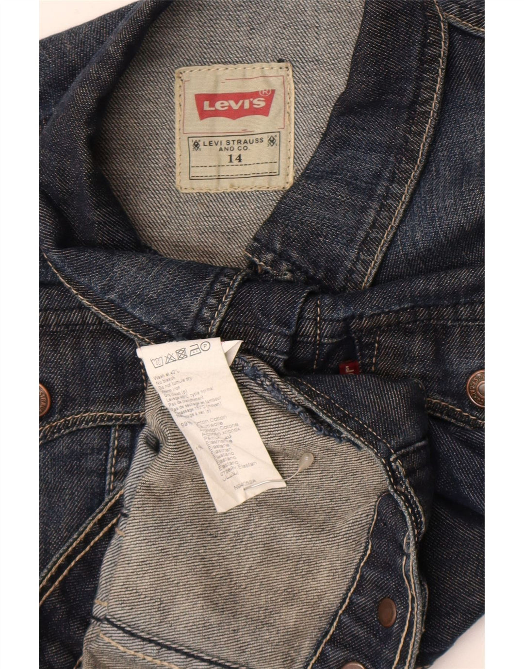 Джинсовая куртка Levi's для девочек 13-14 лет, темно-синяя, хлопок