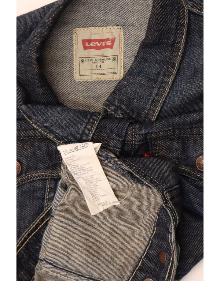 Джинсовая куртка Levi's для девочек 13-14 лет, темно-синяя, хлопок