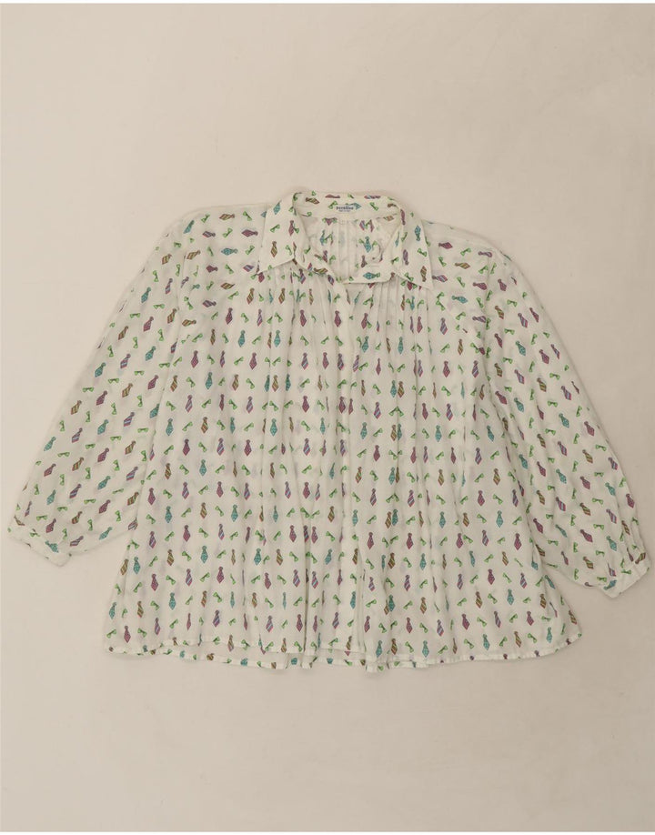 PARADISE Womens Oversized Abstract Pattern Shirt Blouse IT 44 Medium White Vintage Paradise and Second-Hand Paradise from Messina Hembry 