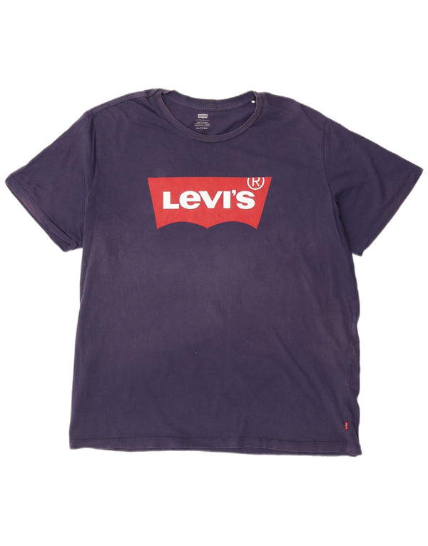 Мужская футболка с рисунком Levi's, топ 2XL, темно-синий, хлопок