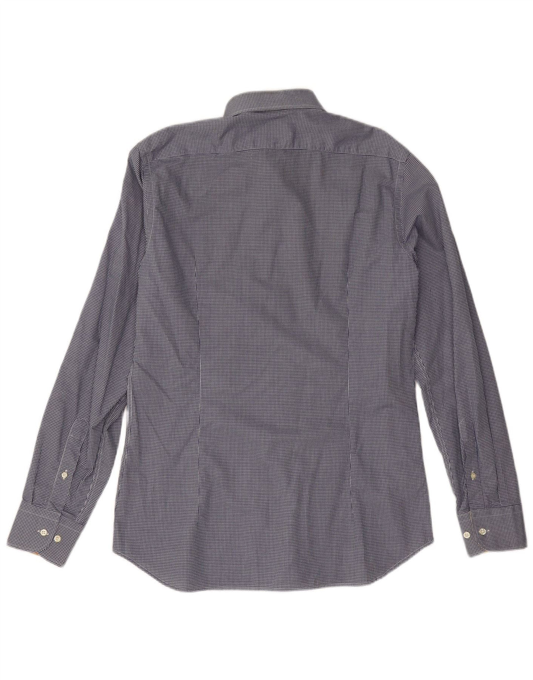 ALVIERO MARTINI Мужская рубашка, размер 16 41, большая, темно-синяя, в мелкую клетку, хлопок