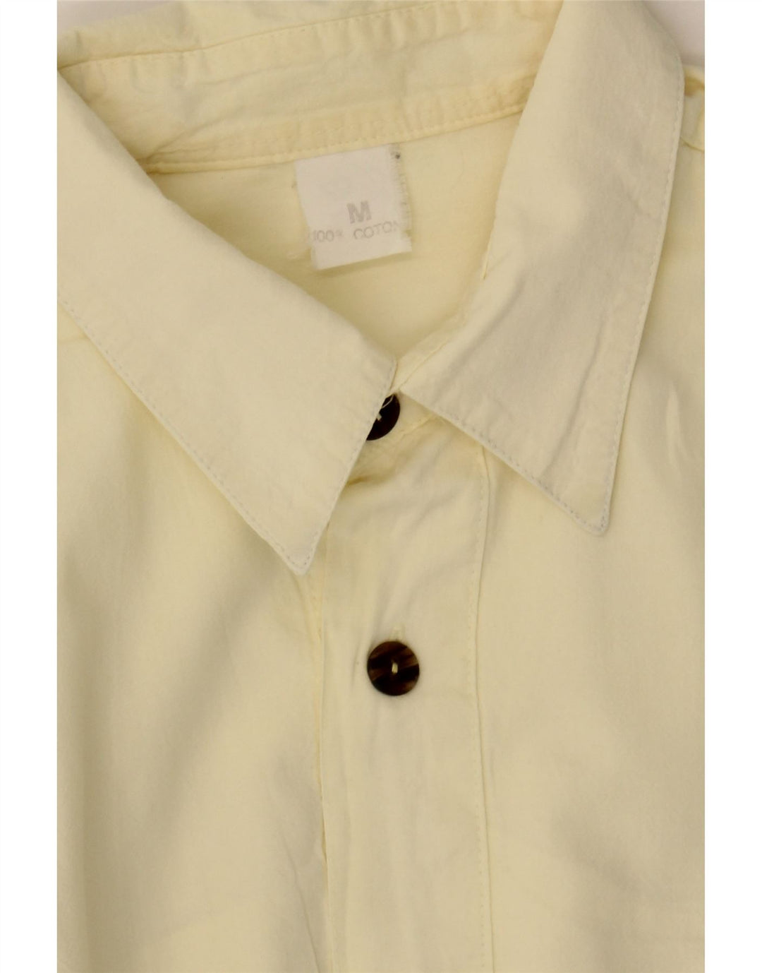 VINTAGE Mens Short Sleeve Shirt Medium Yellow Cotton Vintage Vintage and Second-Hand Vintage from Messina Hembry 