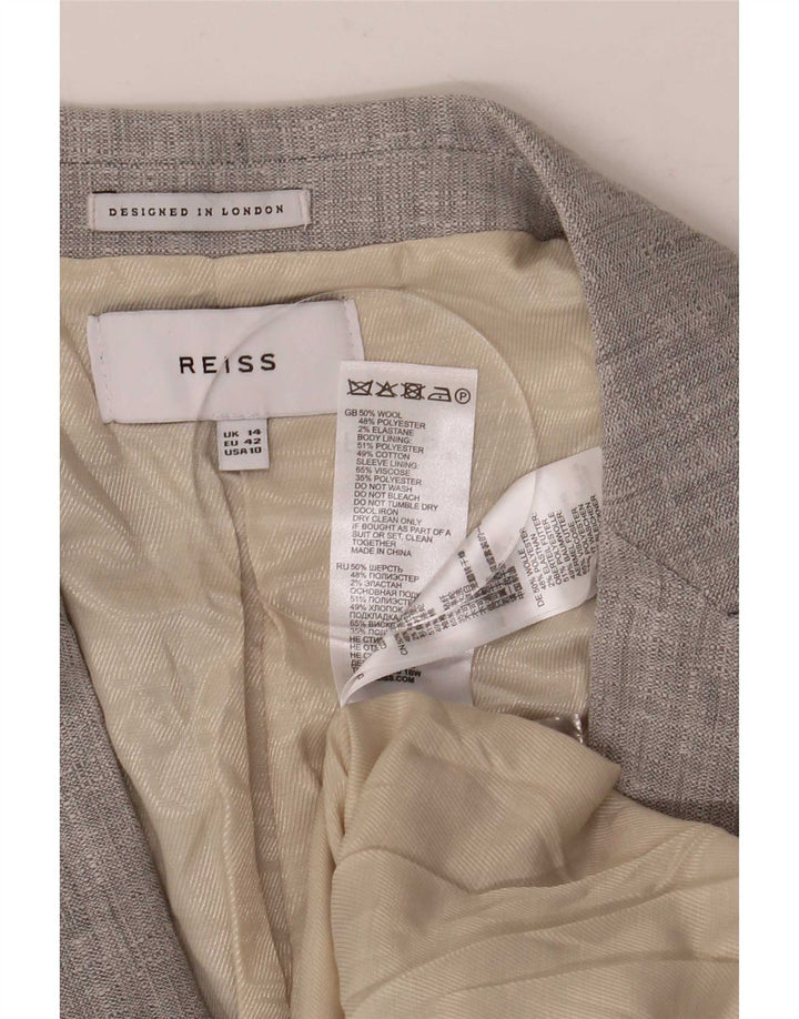 Женский пиджак Reiss на 1 пуговице, Великобритания 14, большой серый, шерстяной
