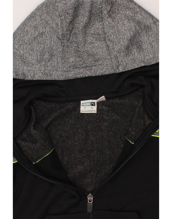 PUMA Boys Graphic Zip Hoodie Sweater 4-5 Years Black Colourblock Polyester Vintage Puma and Second-Hand Puma from Messina Hembry 