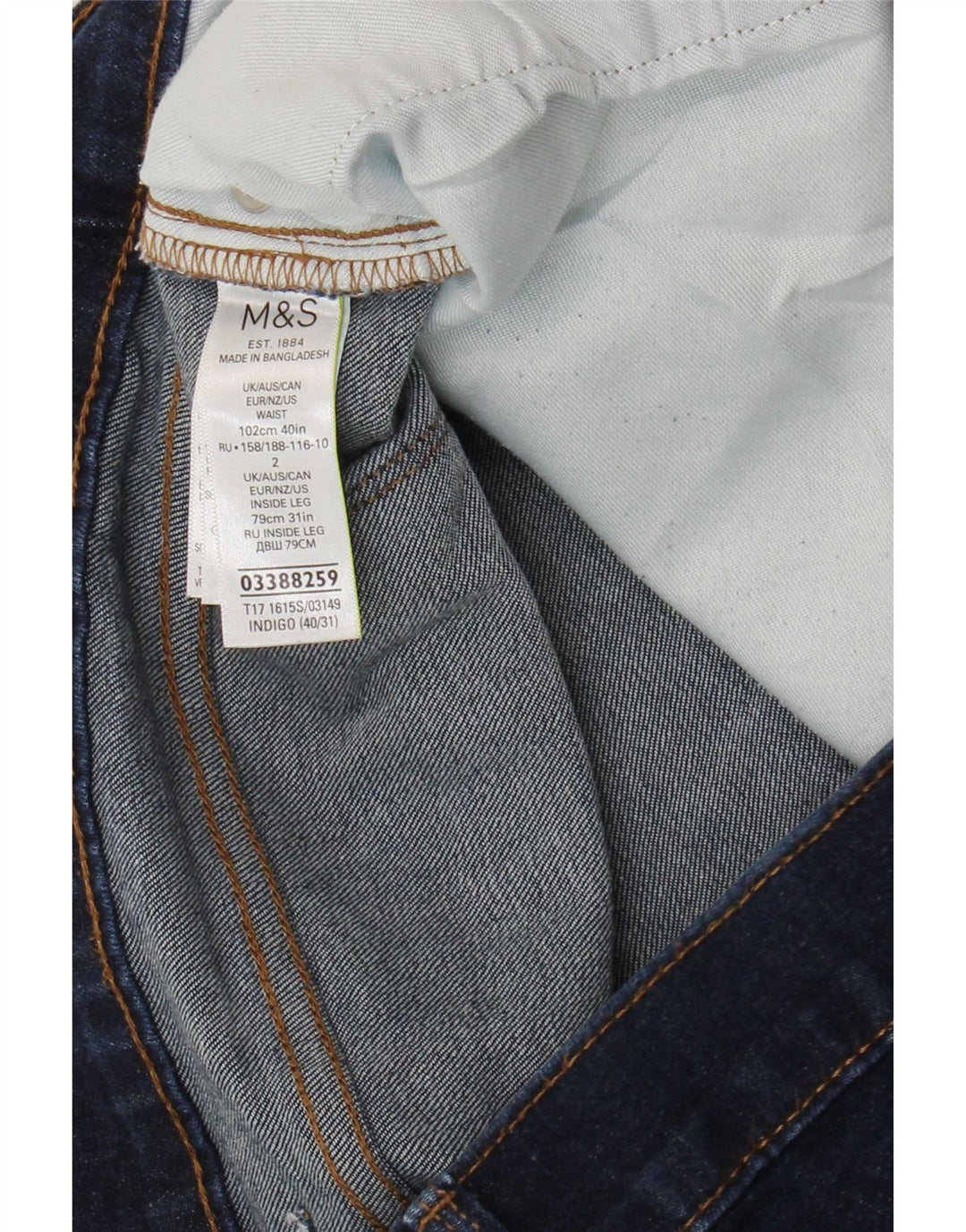 Мужские узкие джинсы Marks & Spencer W40 L31 темно-синие, хлопок
