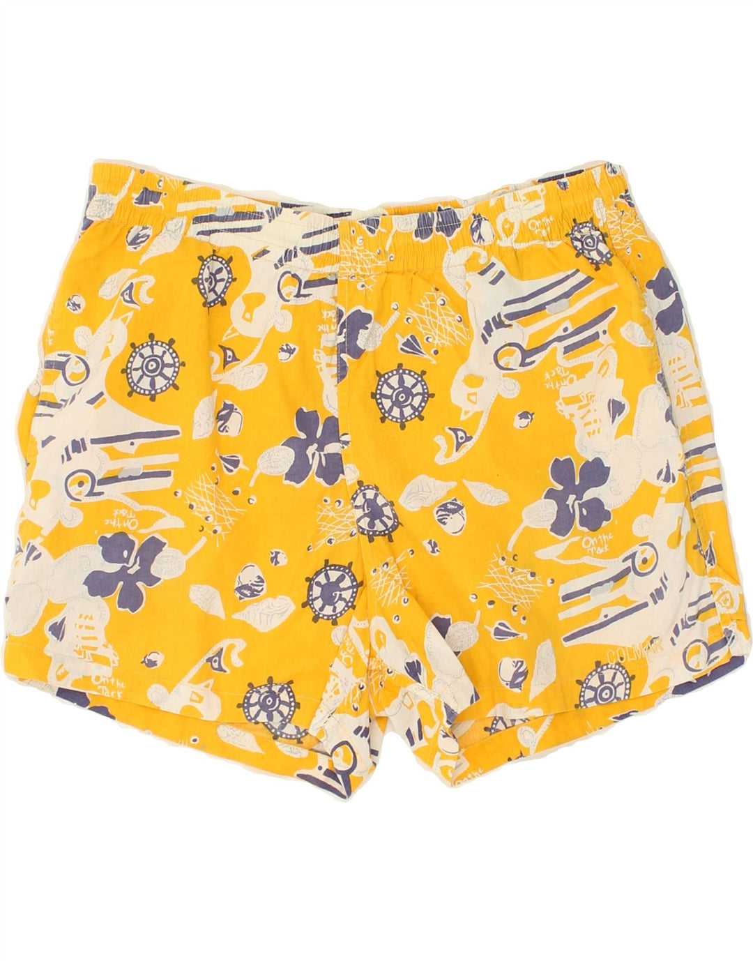 COLMAR Womens Sport Shorts IT 46 Large Yellow Floral Cotton | Vintage Colmar | Thrift | Second-Hand Colmar | Used Clothing | Messina Hembry 