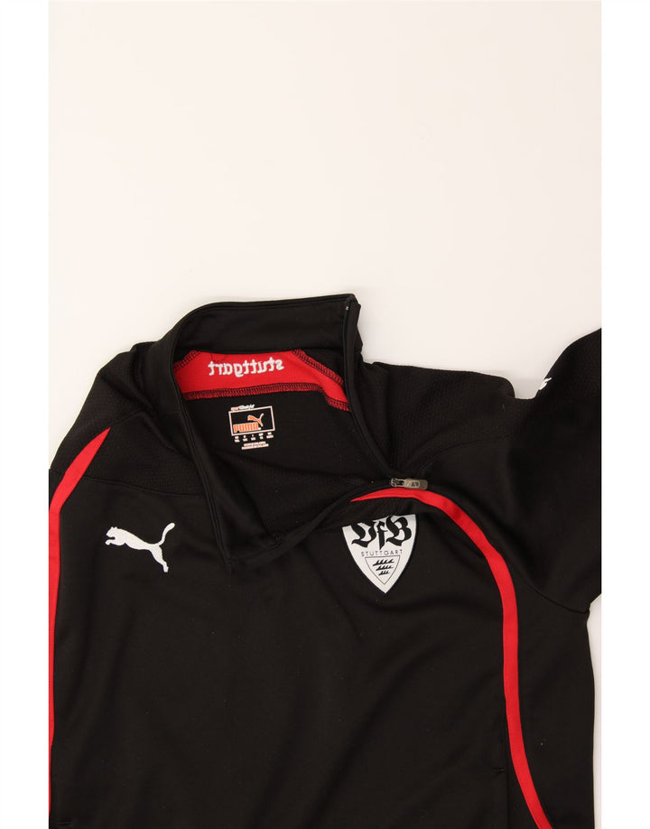 PUMA Boys Zip Neck Pullover Tracksuit Top 13-14 Years XL  Black Polyester Vintage Puma and Second-Hand Puma from Messina Hembry 