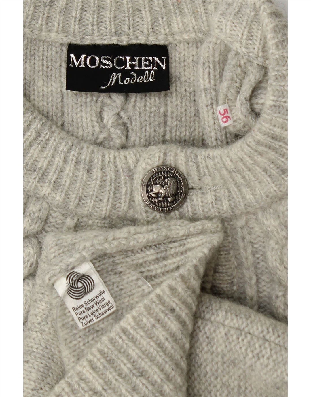 Мужской кардиган-свитер Moschen Modell среднего серого цвета, новая шерсть