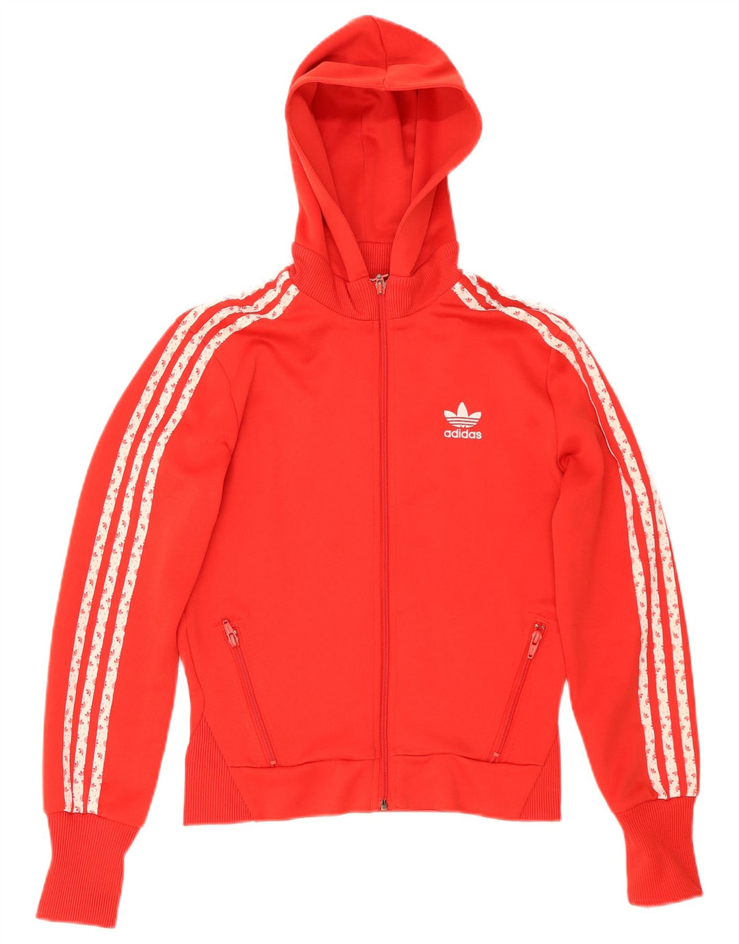 Женский свитер с капюшоном Adidas на молнии с графическим рисунком EU 38, маленький красный полиэстер