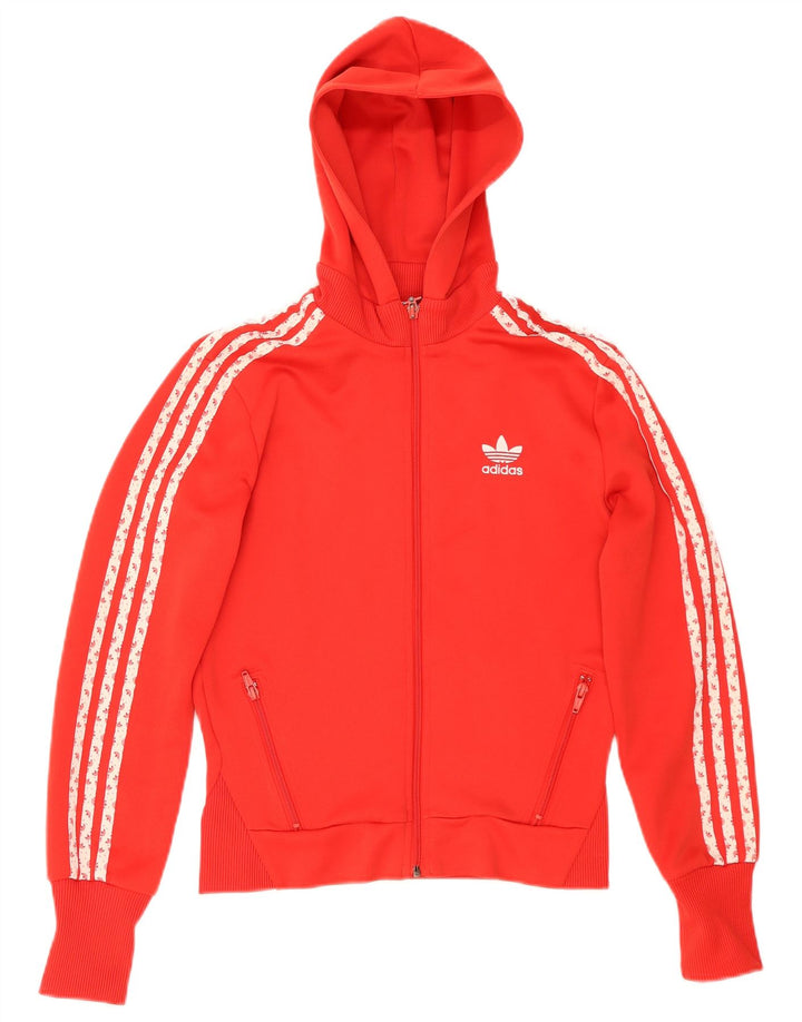Женский свитер с капюшоном Adidas на молнии с графическим рисунком EU 38, маленький красный полиэстер