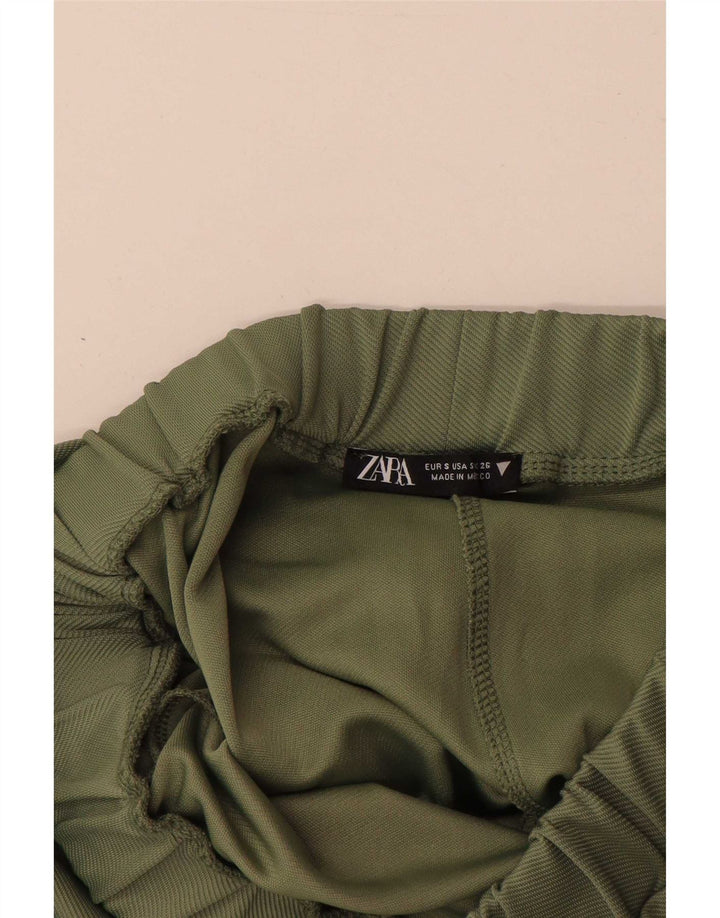 Женские широкие брюки карго Zara, маленькие W26 L29, зеленый полиэстер