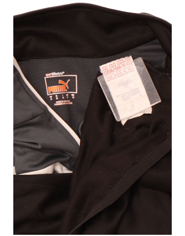 Мужской пуловер с воротником на молнии PUMA, спортивный костюм среднего размера, черный с цветными блоками