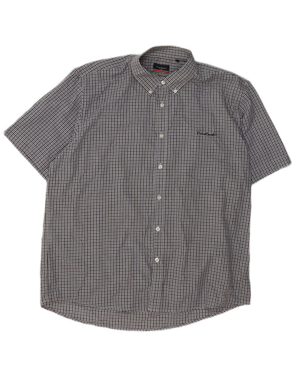 Мужская рубашка стандартного кроя Pierre Cardin 3XL серая в клетку из полиэстера