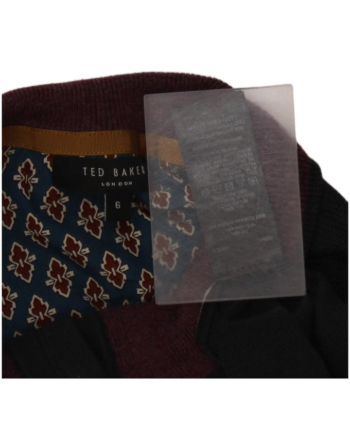 Мужской джемпер с воротником на пуговицах Ted Baker, размер 6, 2XL, темно-синий, шерсть