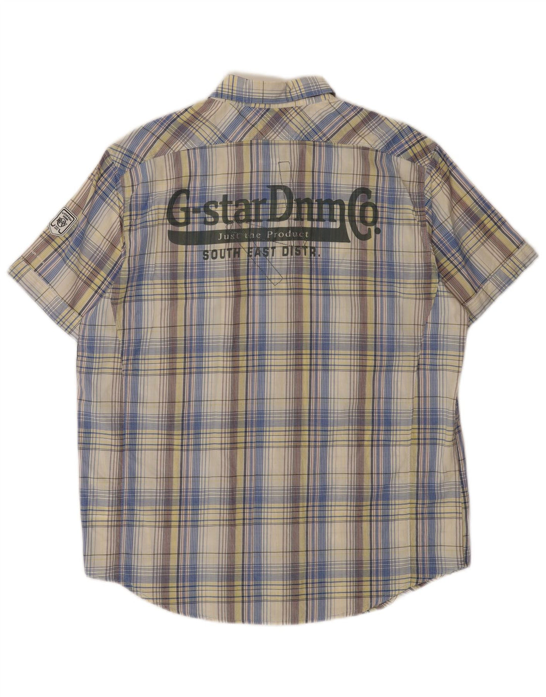 Мужская рубашка G-Star с коротким рукавом и рисунком, размер XL, разноцветный хлопок в клетку