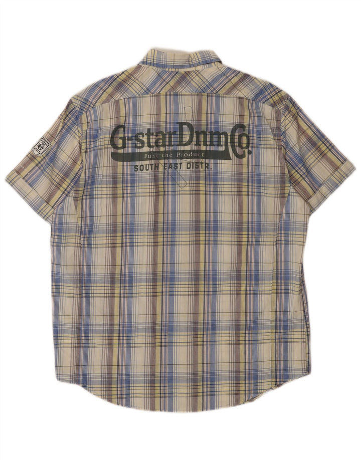 Мужская рубашка G-Star с коротким рукавом и рисунком, размер XL, разноцветный хлопок в клетку