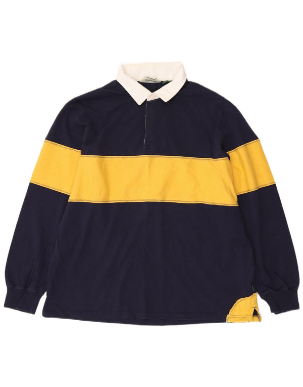 ORVIS Мужская рубашка-поло для регби с длинным рукавом XL, темно-синяя, хлопковая с цветными блоками