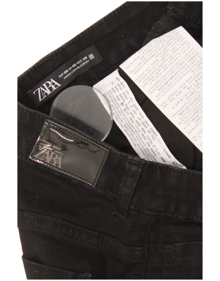 Женские расклешенные джинсы Zara EU 38, маленькие W28 L31, черный хлопок