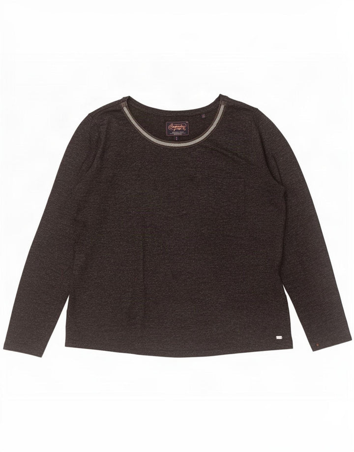 Женский топ Superdry с длинным рукавом UK 18 XL, серый полиэстер с крапинками