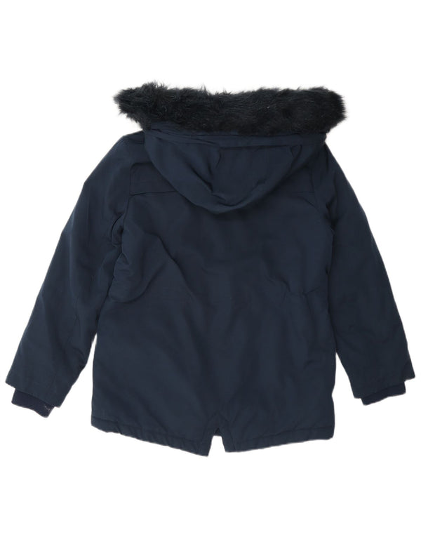 Куртка-парка из шерпы с капюшоном Marks & Spencer для девочек 8–9 лет, темно-синяя