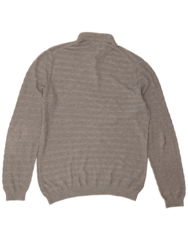 Мужской джемпер с пуговицами Massimo Dutti XL, хлопковый серый полосатый свитер