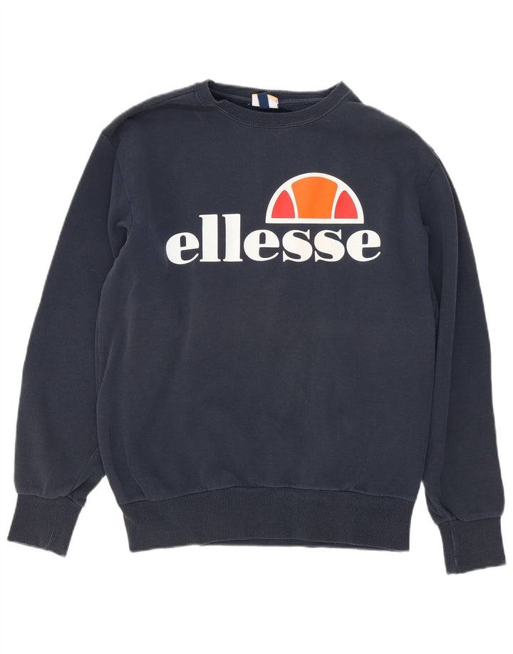 Ellesse Мужской свитшот с графическим рисунком, большой темно-синий хлопковый джемпер