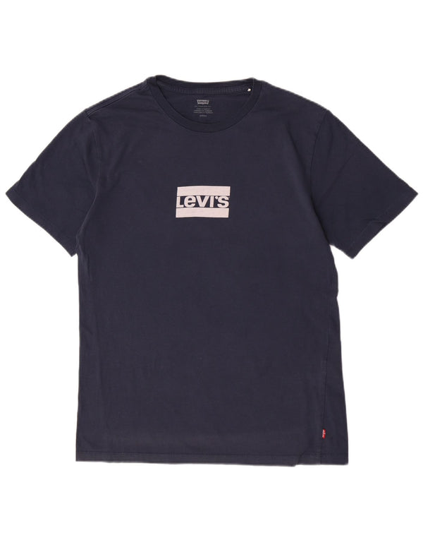 Мужская футболка с рисунком Levi's, маленький размер, темно-синий, хлопок