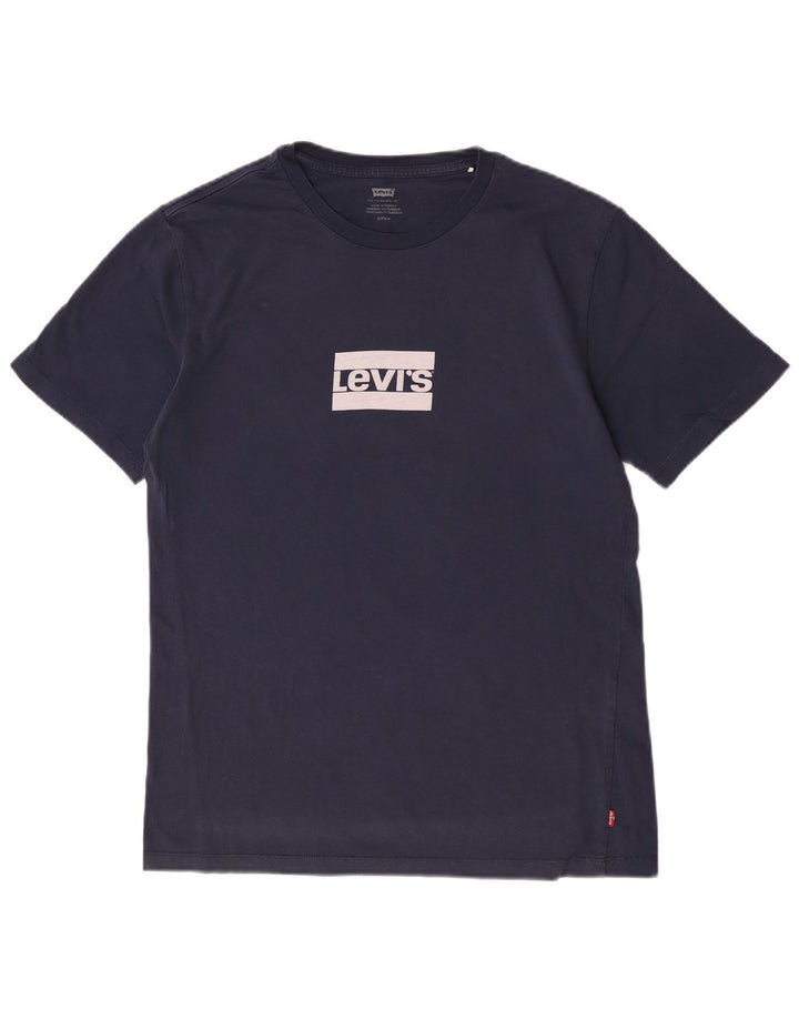 Мужская футболка с рисунком Levi's, маленький размер, темно-синий, хлопок