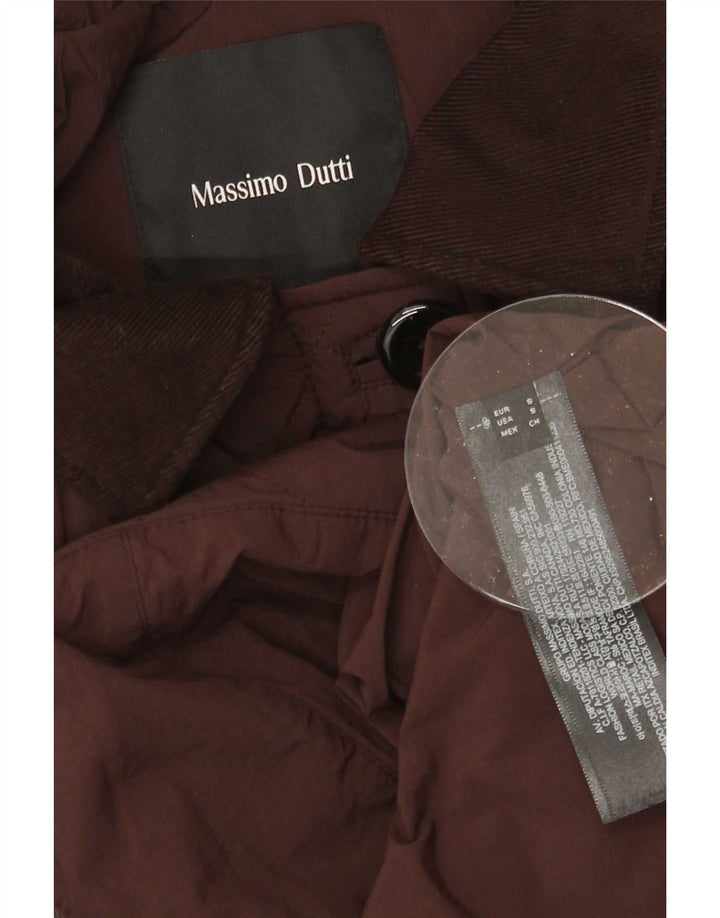 Massimo Dutti Женская стеганая куртка оверсайз UK 10 маленький коричневый полиэстер